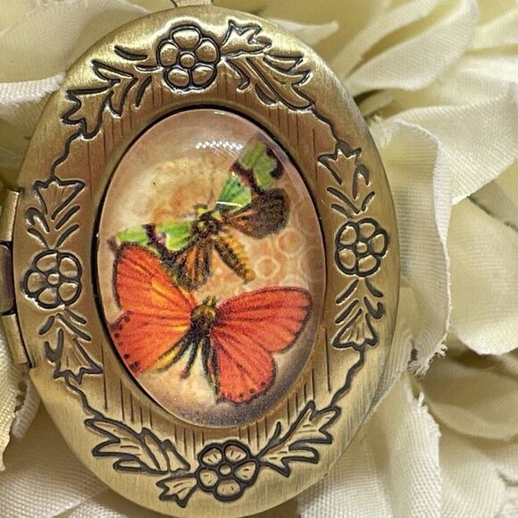 Bronze Easter Dragonfly Butterfly Mother’s Day Locket Necklace Pendant Wedding - Picture 1 of 15